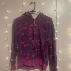 BAPE purple camo shark full zip hoodie
